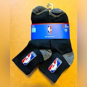 NBA Logo Basketball Men Quarter Socks 6 Pairs - Black - Shoe Size 6-12 - NEW